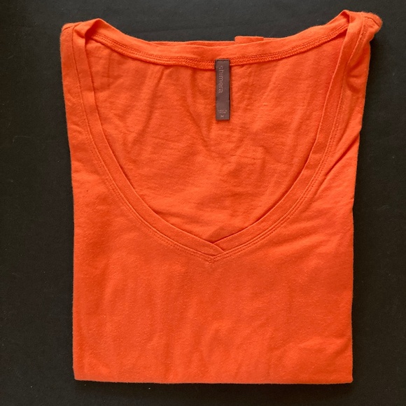 Shimera Long Sleeve V-Neck T-Shirt/Cotton Modal & Spandex/Bright Orange/Sz M/NEW - Picture 1 of 3
